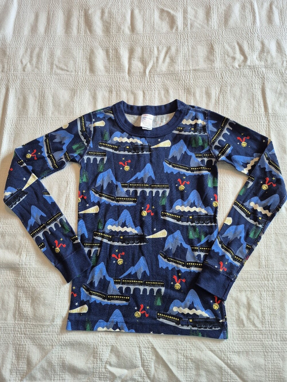 Hanna Andersson size 130 or 8 boys Polar Express pajama top VGUC